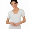 T-shirt donna in lana cotone con pizzo macramè Antonella 620667 tg.3-7