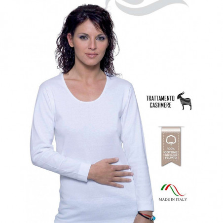 MAGLIA DONNA MANICA LUNGA FELPATA LEABLE 260 BIANCO