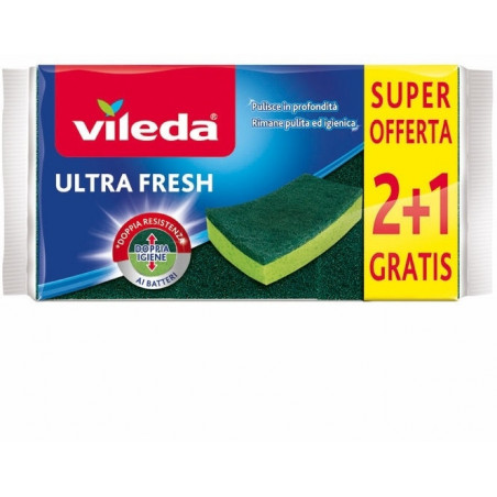 VILEDA SPUGNA ABRASIVA ULTRA FRESH 2+1