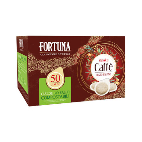 FORTUNA CAFFÈ CLASSICO, 50 CIALDE COMPOSTABILI COMPATIBILI CON MACCHINE ESPRESSO CASA