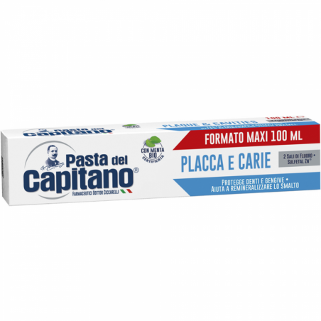 PASTA DEL CAPITANO DENTIFRICIO PLACCA & CARIE, FORMATO MAXI 100 ML