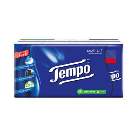 TEMPO FAZZOLETTI 3-IN-1 CONFEZIONE DA 8