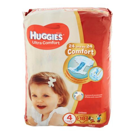 HUGGIES ULTRA COMFORT PANNOLINI TGL. 4 (7/18 KG) - 18 PANNOLINI