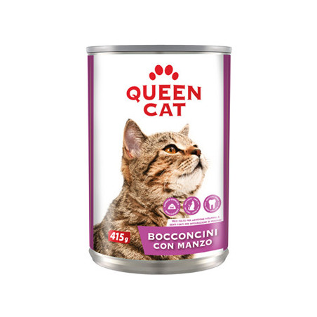 QUEEN CAT BOCCONCINI DI MANZO PER GATTI IN LATTINA 415 GR.