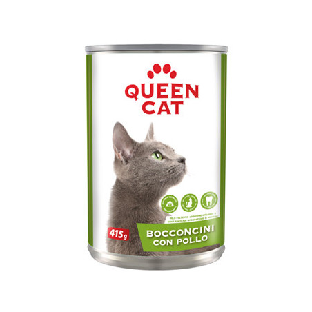 QUEEN CAT BOCCONCINI DI POLLO PER GATTI IN LATTINA 415 GR.