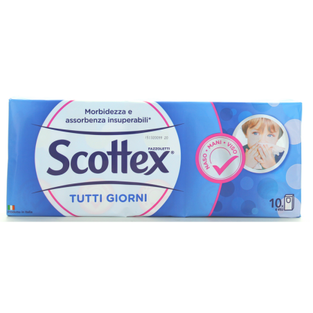 SCOTTEX TUTTI I GIORNI FAZZOLETTI PER NASO, MANI E VISO 10 PACCHETTI