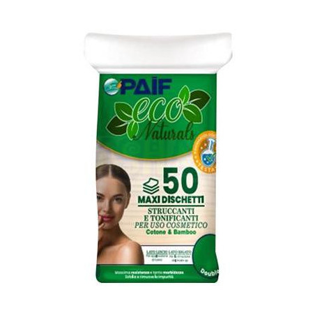 PAIF ECO NATURALS MAXI DISCHETTI STRUCCANTI E TONIFICANTI - CONFEZIONE DA 50 PADS STRUCCANTI