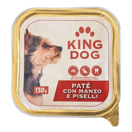 KING DOG PATÉ CON MANZO E PISELLI IN VASCHETTA 150 GR.