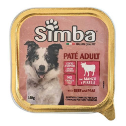 SIMBA DOG PATÉ PER CANI ADULTI CON MANZO E PISELLI IN VASCHETTA 150 GR.