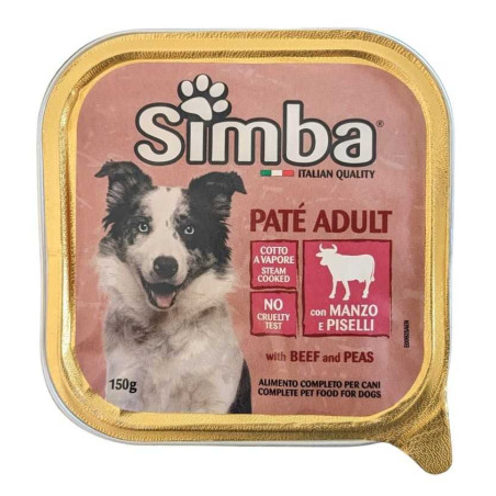 SIMBA DOG PATÉ PER CANI ADULTI CON MANZO E PISELLI IN VASCHETTA 150 GR.