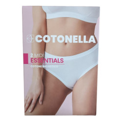 SLIP DONNA IN COTONE BIELASTICO COTONELLA MIDI ESSENTIALS 3363 - (2 CAPI IN OGNI CONFEZIONE)