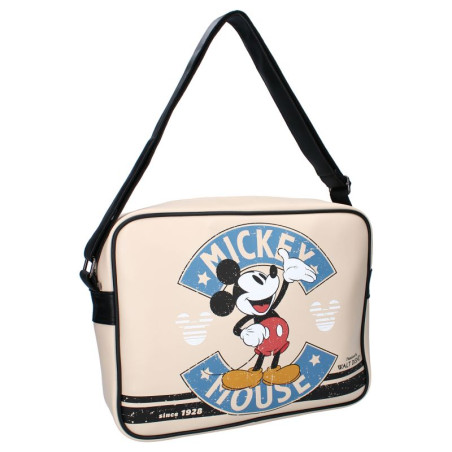 TOPOLINO BORSA A TRACOLLA COLOR SABBIA MICKEY MOUSE IN LOGO AZZURRO