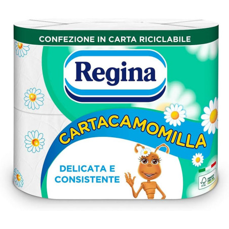 REGINA CARTA IGIENICA CARTACAMOMILLA DELICATA E CONSISTENTE 4 ROTOLI