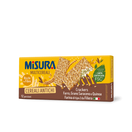 MISURA CRACKERS AI CEREALI ANTICHI FARRO GRANO SARACENO E QUINOA 350 GR.