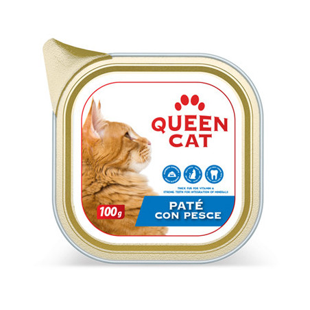 QUEEN CAT PATE' CON PESCE PER GATTI IN VASCHETTA 100 GR.