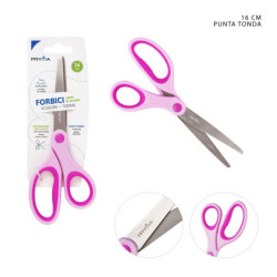 FORBICI A PUNTA TONDA SOFT TOUCH BICOLOR ROSA E FUCSIA 16CM