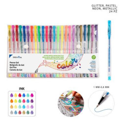 PENNE GEL COLORI ASSORTITI CONFEZIONE DA 24 PEZZI