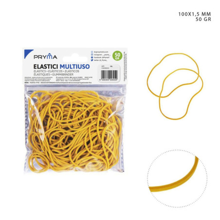 ELASTICI IN GOMMA MULTIUSO GIALLO 100X1.5MM 50G