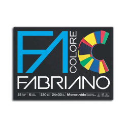 FABRIANO BLOCCO DA DISEGNO 220G 25 FOGLI 5 COLORI 24X33 CM