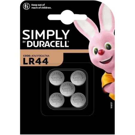 DURACELL PILE SIMPLY LR 44 X 5