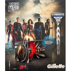 (EDIZIONE LIMITATA) SET GILLETTE MACH 3 TURBO JUSTICE LEAGUE - RASOIO MACH 3 + 3 TESTINE DI RICAMBIO + VISORE DI REALTÀ VIRTUALE