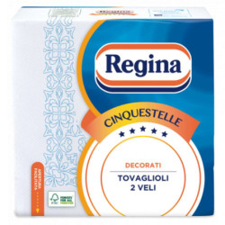 REGINA 5 STELLE TOVAGLIOLI A 2 VELI DECORATI CONFEZIONE DA 43 PEZZI