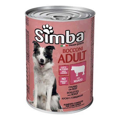 SIMBA DOG BOCCONI PER CANI ADULTI CON CARNE DI MANZO IN LATTA 1,230 KG.