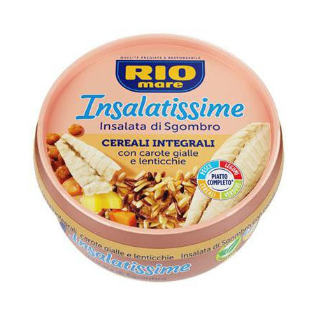 RIO MARE INSALATISSIME INSALATA DI SGOMBRO CON CEREALI INTEGRALI, CAROTE GIALLE E LENTICCHIE 220 GR.