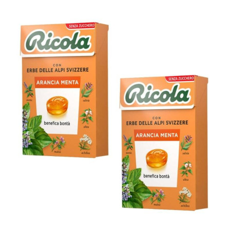 RICOLA CARAMELLE ALL'ARANCIA E MENTA 50 GR. - 2 PACCHETTI