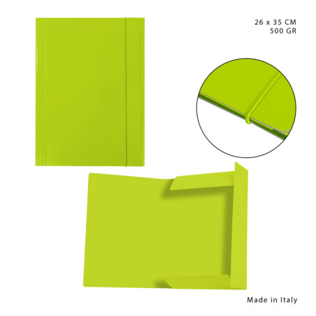 CARTELLINA A 3 LEMBI CON ELASTICO 26X35CM - VERDE CHIARO