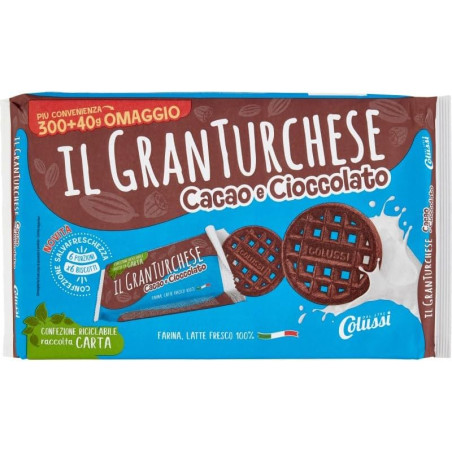 COLUSSI BISCOTTI IL GRAN TURCHESE AL CACAO E CIOCCOLATO 300+40 GR.