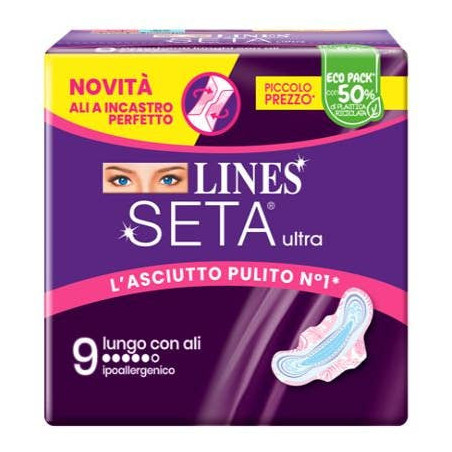 LINES SETA ULTRA ASSORBENTI LUNGO CON ALI - 9 PEZZI