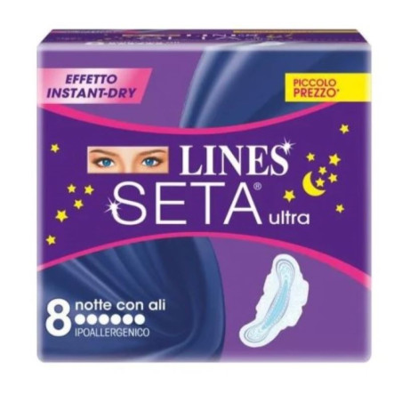 LINES SETA ULTRA ASSORBENTI NOTTE CON ALI - 8 PEZZI