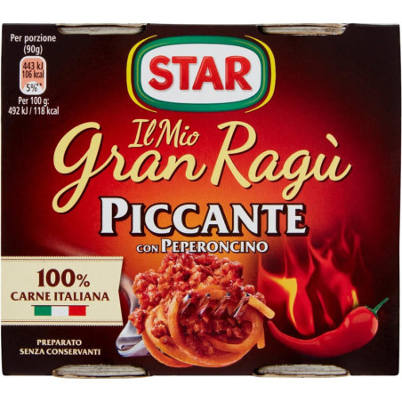 STAR GRAN RAGÙ PICCANTE CON PEPERONCINO 2X180 GR.