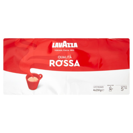 LAVAZZA CAFFE' MACINATO PER MOKA QUALITA' ROSSA CONFEZIONE GRAN RISPARMIO - 4 PACCHI DA 250 GR.