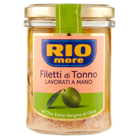 RIO MARE FILETTI DI TONNO LAVORATI A MANO IN OLIO EXTRA VERGINE DI OLIVA 180 GR.