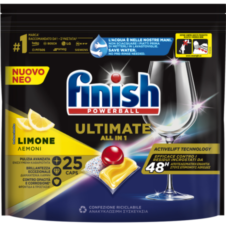 FINISH POWERBALL ULTIMATE ALL IN 1 PASTIGLIE AL LIMONE PER LAVASTOVIGLIE 25 CAPSULE