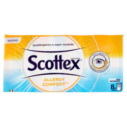 SCOTTEX ALLERGY COMFORT FAZZOLETTI A 4 VELI IPOALLERGENICI E SUPER MORBIDI 8 PACCHETTI