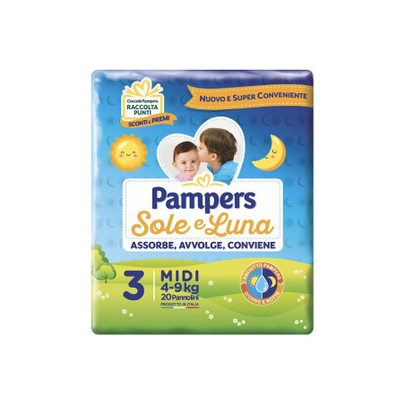 PAMPERS SOLE E LUNA PANNOLINI TGL 3 MIDI (4/9 KG) - 20 PANNOLINI