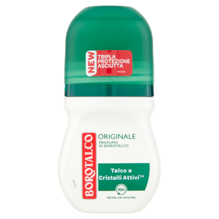 BOROTALCO ORIGINALE DEODORANTE ROLL ON CON TALCO A CRISTALLI ATTIVI PROTEZIONE 48H 0% ALCOOL 50 ML.