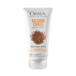 OMIA BALSAMO PER CAPELLI ECOBIOLOGICO ALL'OLIO DI SEMI DI LINO LISCIANTE PER CAPELLI CRESPI E RIBELLI 0% SILICONI 180 ML.