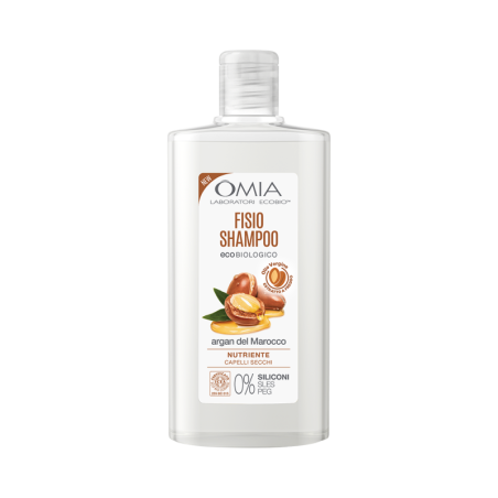 OMIA FISIO SHAMPOO ECOBIOLOGICO ALL'OLIO DI ARGAN DEL MAROCCO NUTRIENTE E LISCIANTE PER CAPELLI SECCHI 0% SILICONI 250 ML.