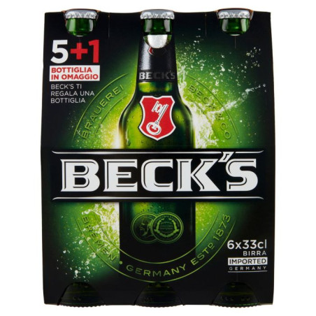 BIRRA BECK'S 5 BOTTIGLIE + 1 IN OMAGGIO 6x33 CL.