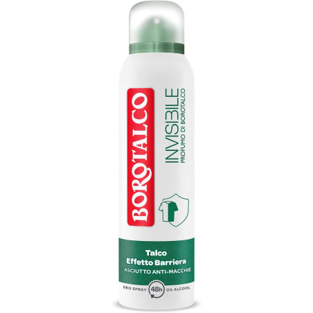 BOROTALCO INVISIBLE VERDE DEODORANTE SPRAY ANTI-MACCHIE PROTEZIONE 48H 0% ALCOOL 150 ML.