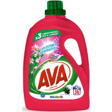 AVA DETERSIVO LIQUIDO PER CAPI COLORATI ESPLOSIONE DI PRIMAVERA ANTI TRASFERIMENTO DEL COLORE 36 LAVAGGI 1,8 LT.