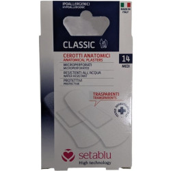 SETABLU CLASSIC CEROTTI ANATOMICI TRASPARENTI - CONFEZIONE DA 14 CEROTTI TRASPARENTI MEDI 7x2 CM.