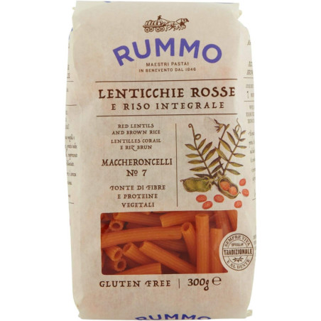 RUMMO MACCHERONCELLI N°7 ALLE LENTICCHIE ROSSE E RISO INTEGRALE SENZA GLUTINE 300 GR.