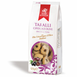 FIORE DI PUGLIA TARALLI CIPOLLA E OLIVE CON OLIO EXTRAVERGINE D'OLIVA ITALIANO 250 GR.