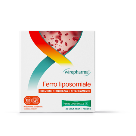 WIREPHARMA FERRO LIPOSOMIALE INTEGRATORE ALIMENTARE PER LA RIDUZIONE DELLA STANCHEZZA E DELL'AFFATICAMENTO 20 STICK 40 GR.