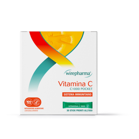 WIREPHARMA VITAMINA C C1000 POCKET INTEGRATORE ALIMENTARE PER IL SISTEMA IMMUNITARIO 30 STICK 60 GR.